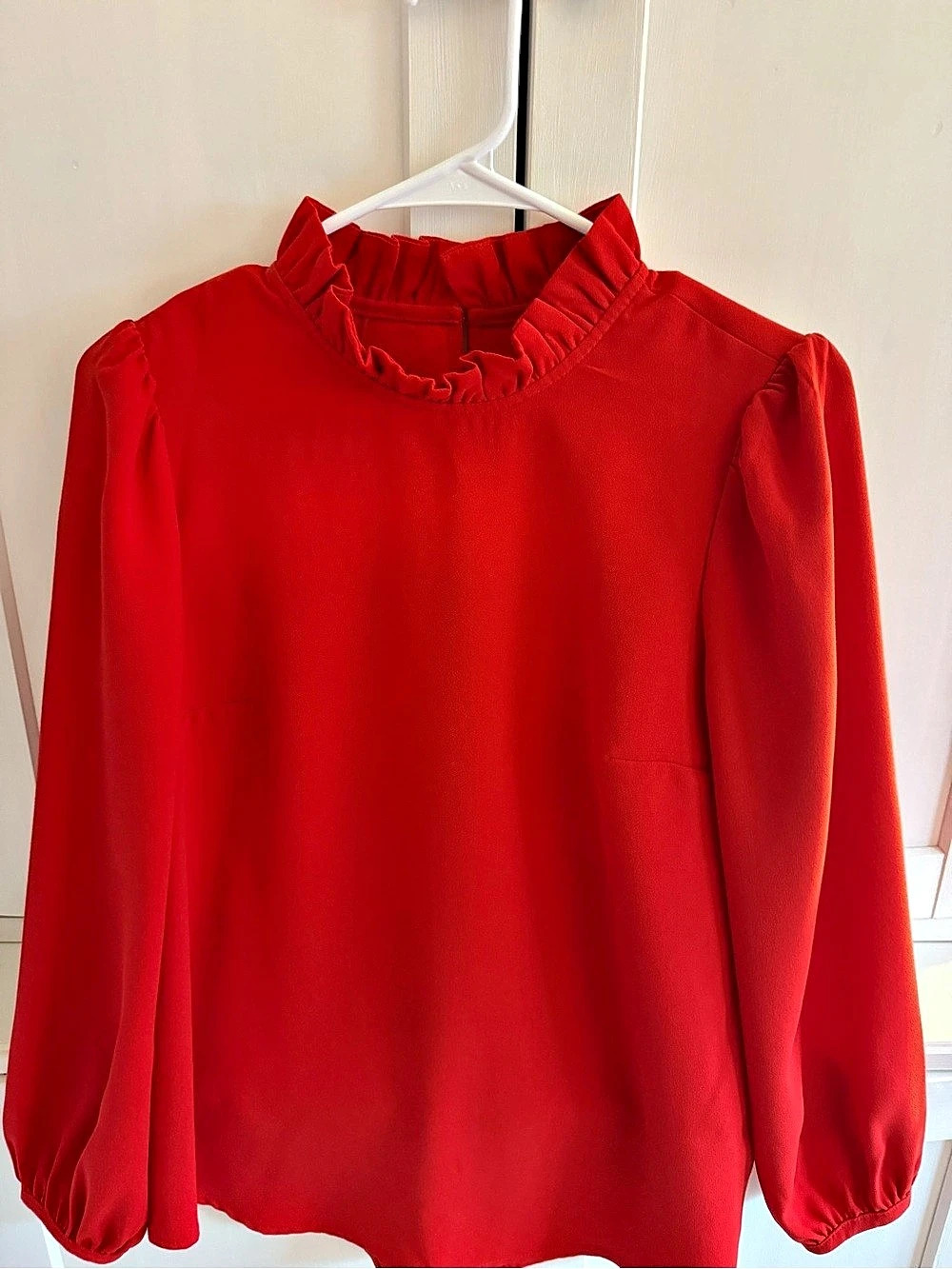 J.Crew Ruffled Collar Blouse in Red Size XS Like New